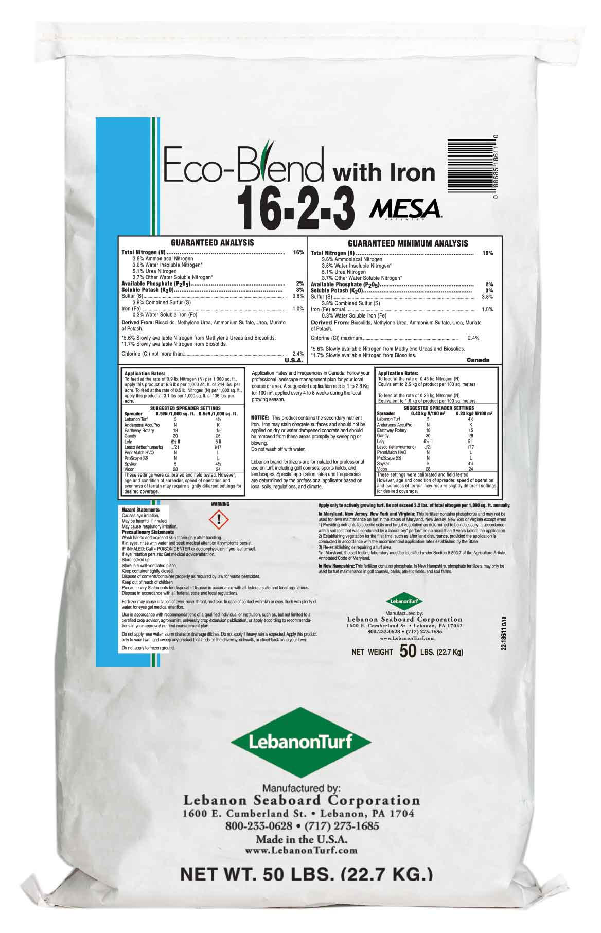 Eco Blend 16 2 3 50 MESA 40 Biosolids 1 Fe LebanonTurf
