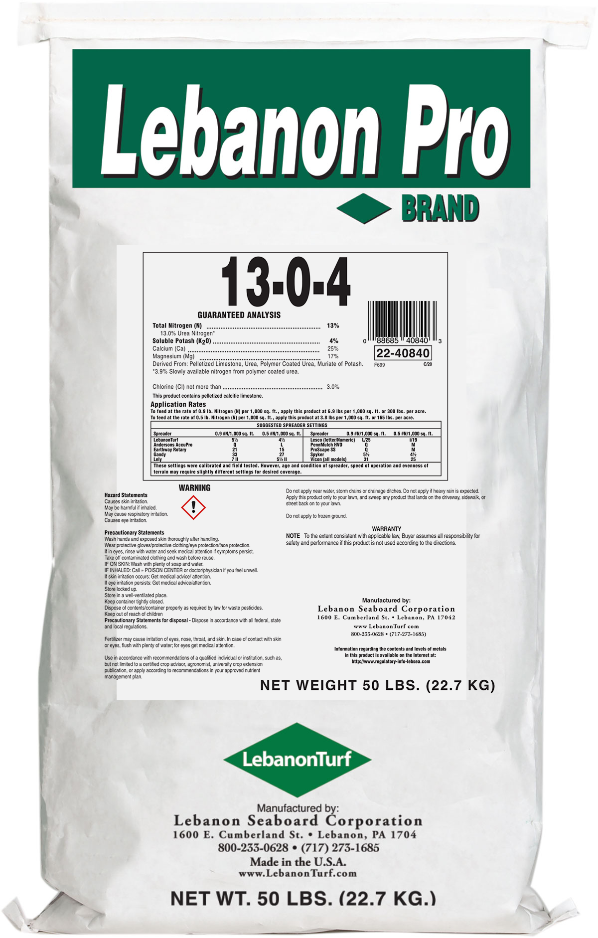 Lebanon Pro 1304 30 PCU with Calcium LebanonTurf