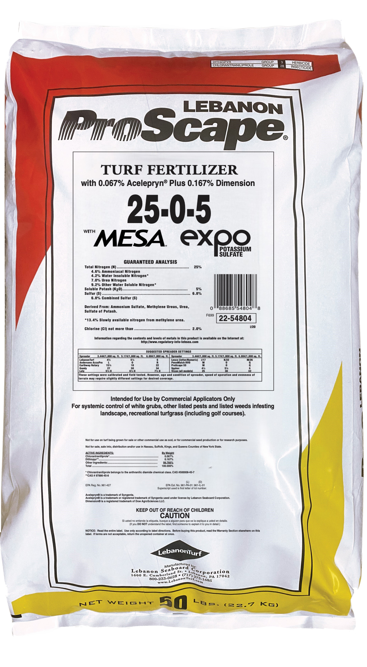 ProScape 25-0-5 51% MESA 100% EXPO .167 Dimension + .067 Acelepryn