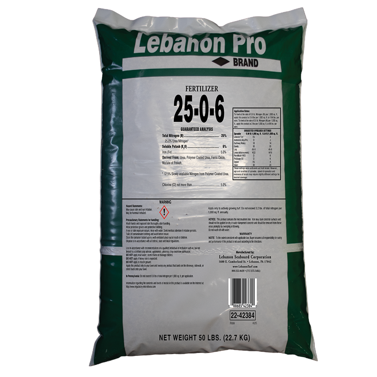 Lebanon Pro 25-0-6 50% PCU 5% FE | LebanonTurf